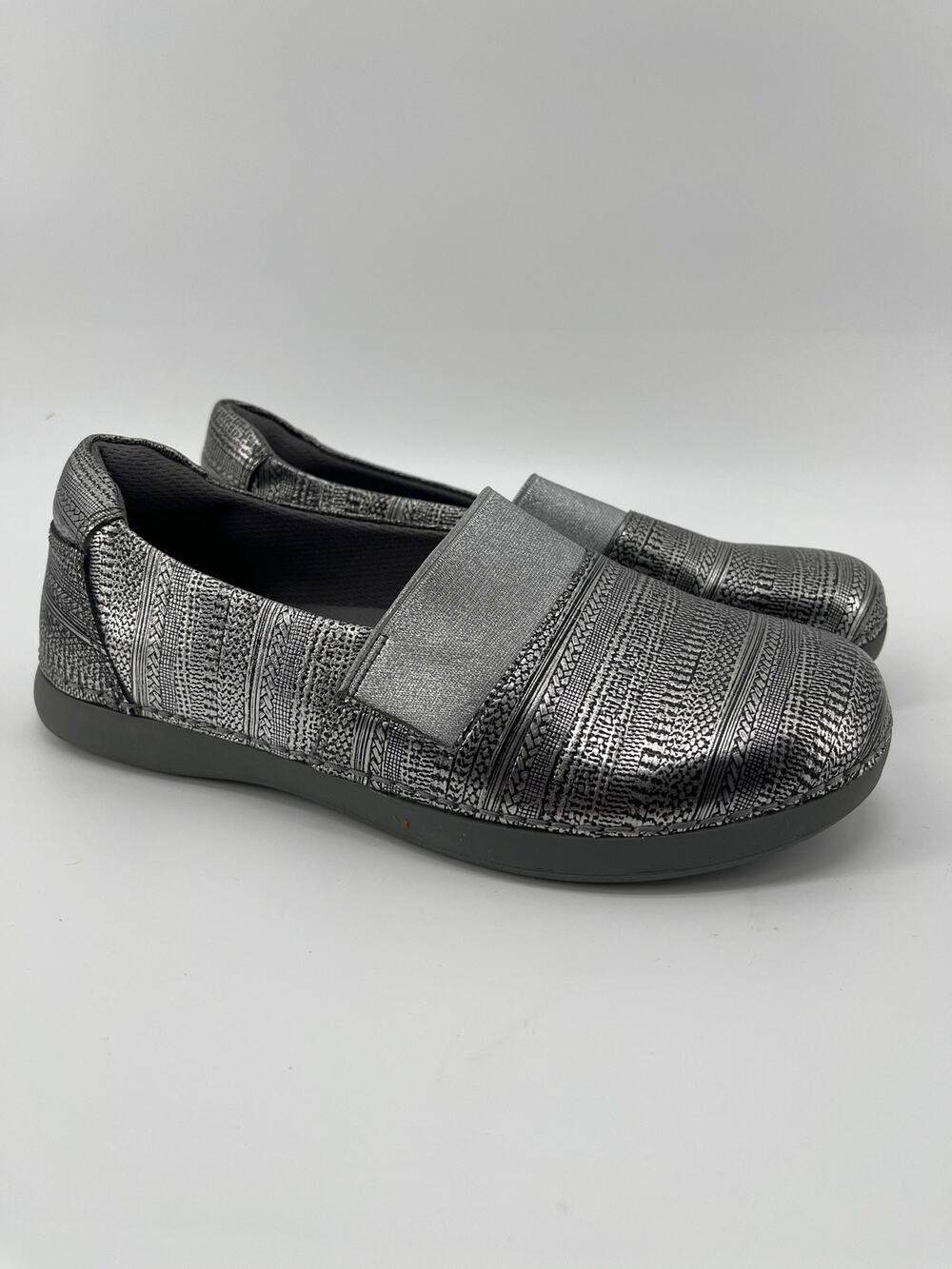 Alegria Glee Loafer Shoe Chain Mail Silver Metallic Women 37 6.5-7 Corpcore Grey